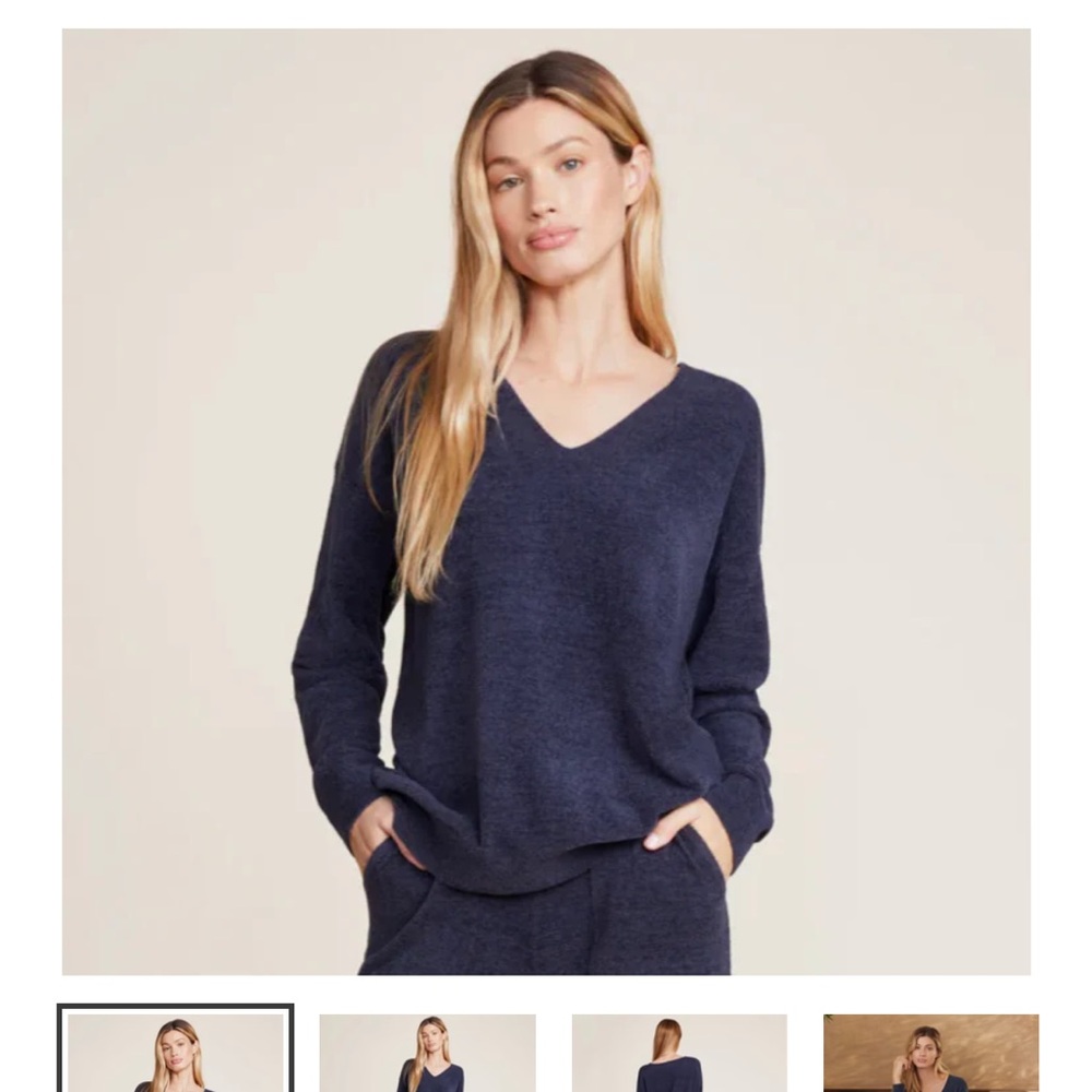 Barefoot Dreams cozy chic ultra lite high low vneck pullover size SM tidewater